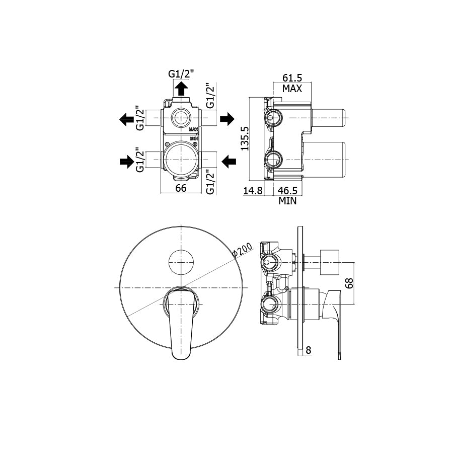 Miscelatore incasso doccia 3 uscite Paffoni Green art. GR019CR