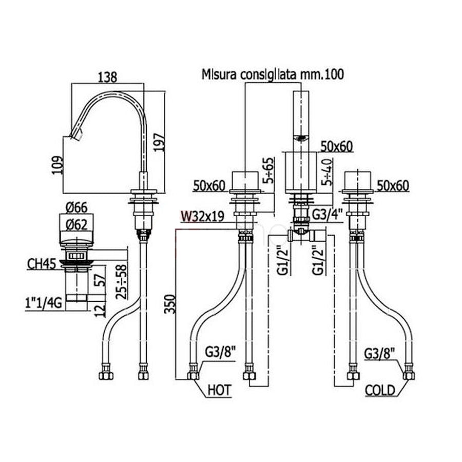 LEP119CR by Paffoni: batteria per bidet senza scarico e aeratore a scomparsa