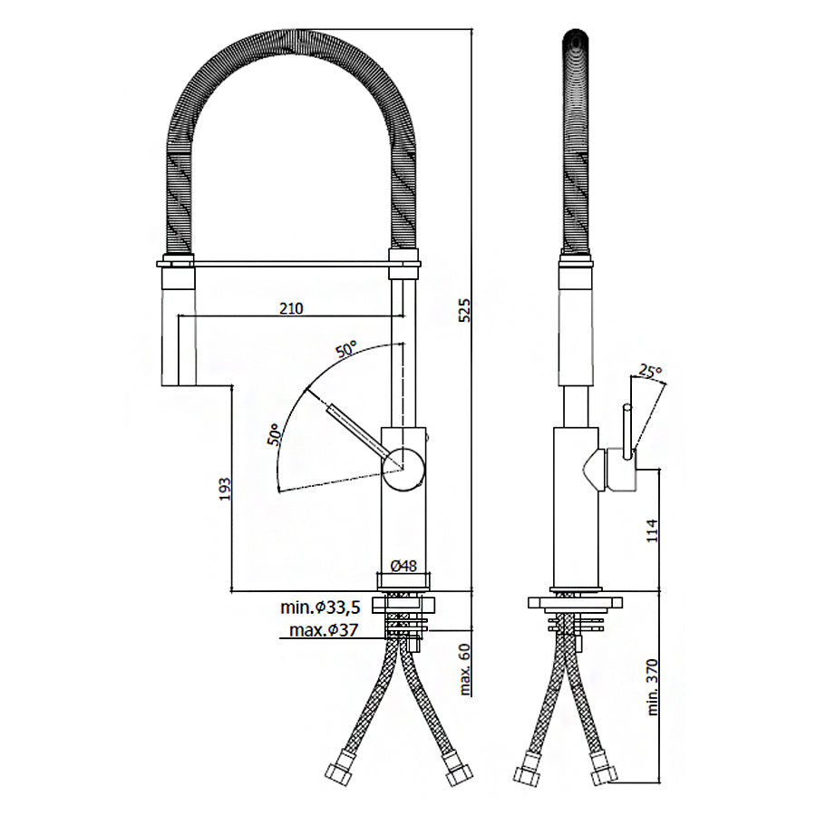 Miscelatore lavello cucina in ottone Paffoni Light Exclusive Edition con canna orientabile e doccia estraibile finitura cromo