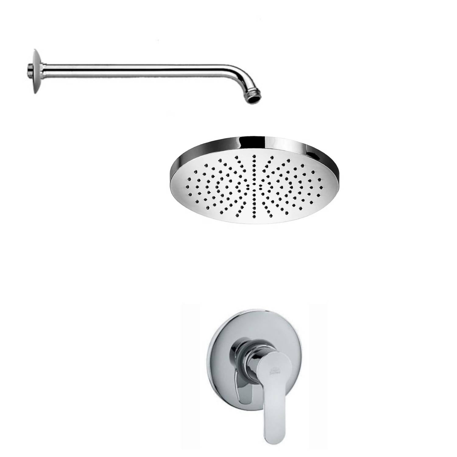 Set soffione doccia tondo anticalcare con braccio 30cm e miscelatore doccia incasso Cromo Paffoni