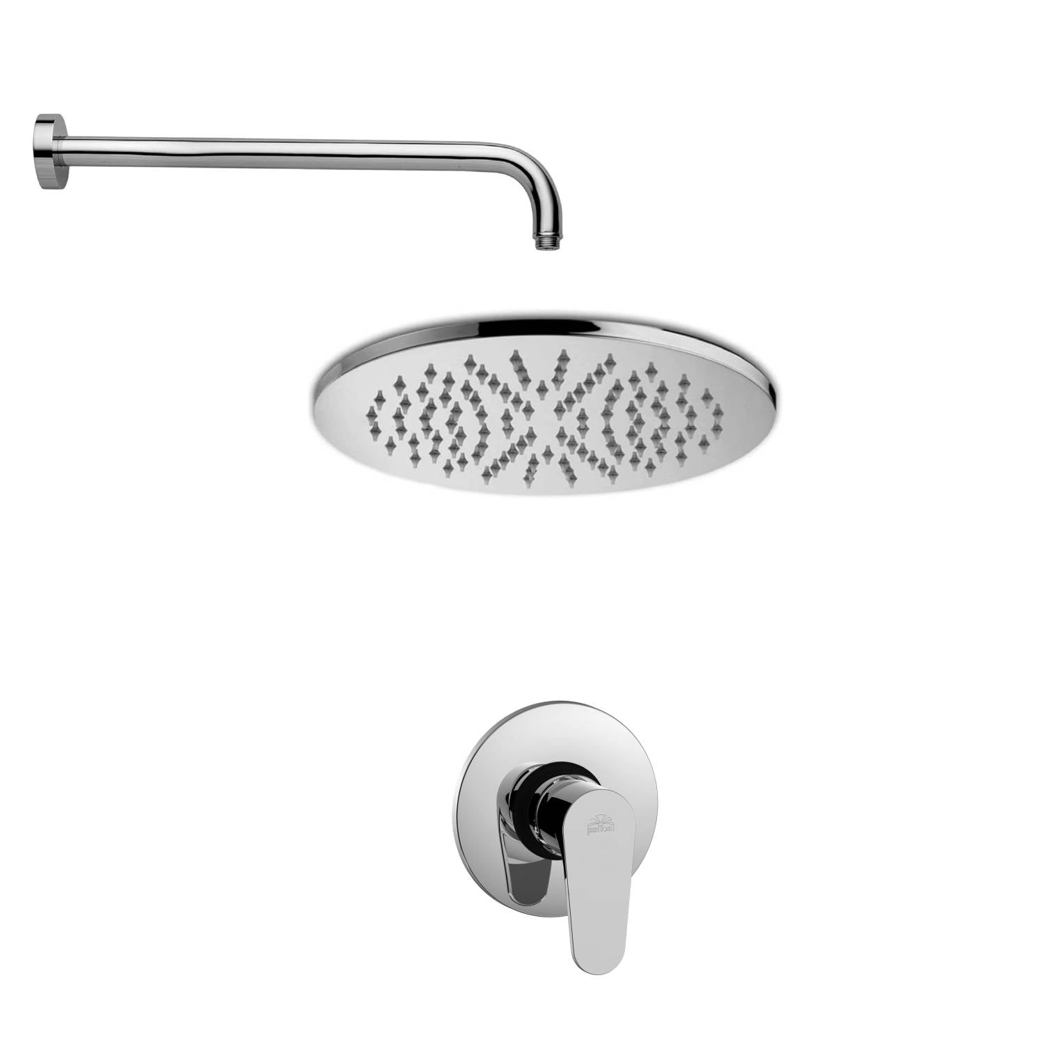 Set soffione doccia tonda con braccio doccia e miscelatore doccia incasso Green Cromo Paffoni