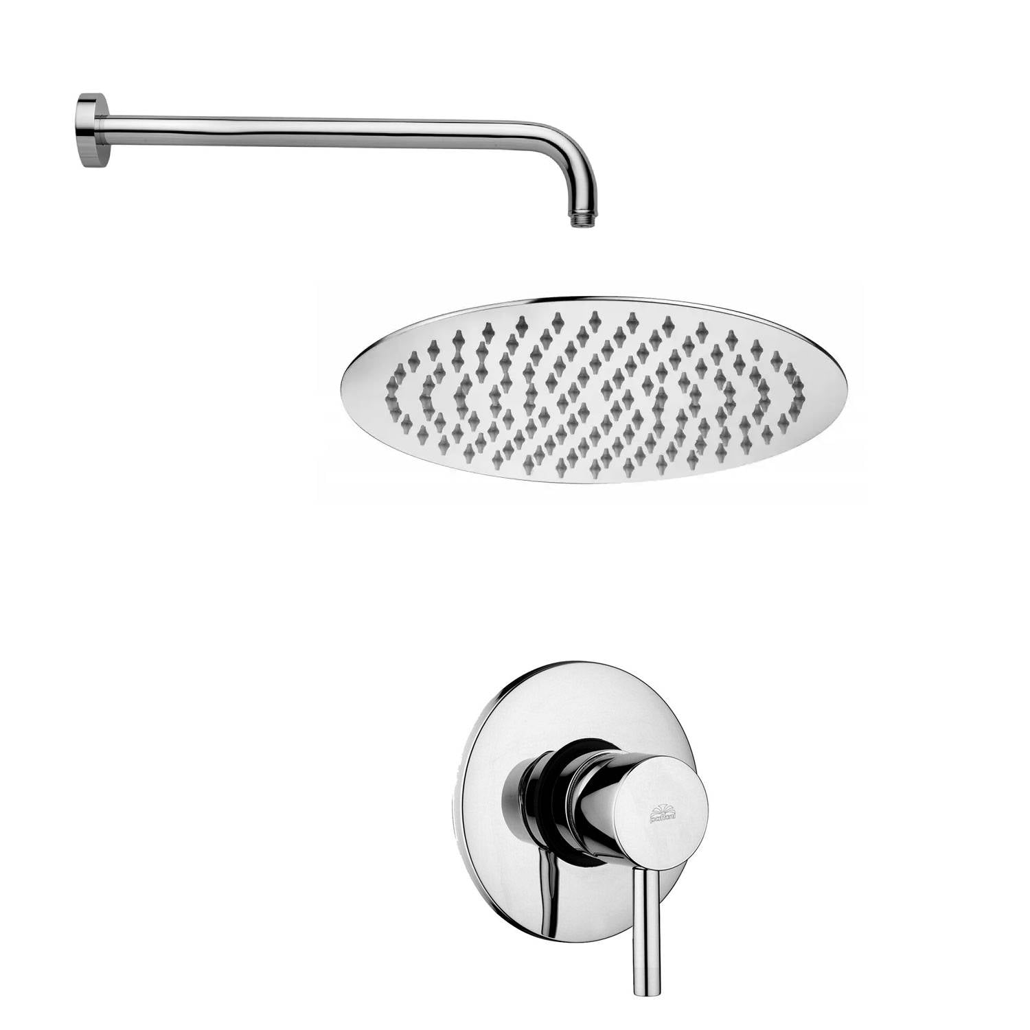 Set soffione doccia tondo diametro 230 mm con braccio doccia 30cm e miscelatore incasso Cromo Paffoni