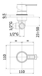 Set soffione tondo con diametro 300mm con braccio doccia quadrato e miscelatore incasso Ringo Cromo Paffoni