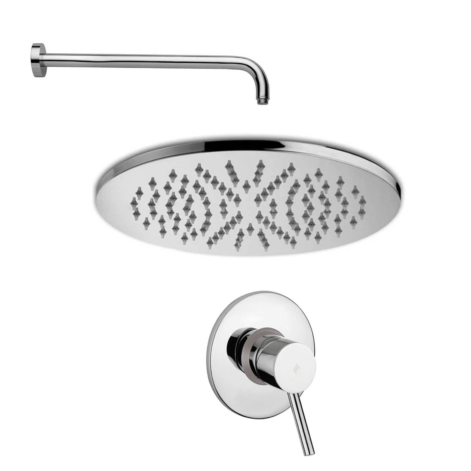 Set soffione doccia tondo con braccio tondo e miscelatore incasso doccia Cromo Paffoni