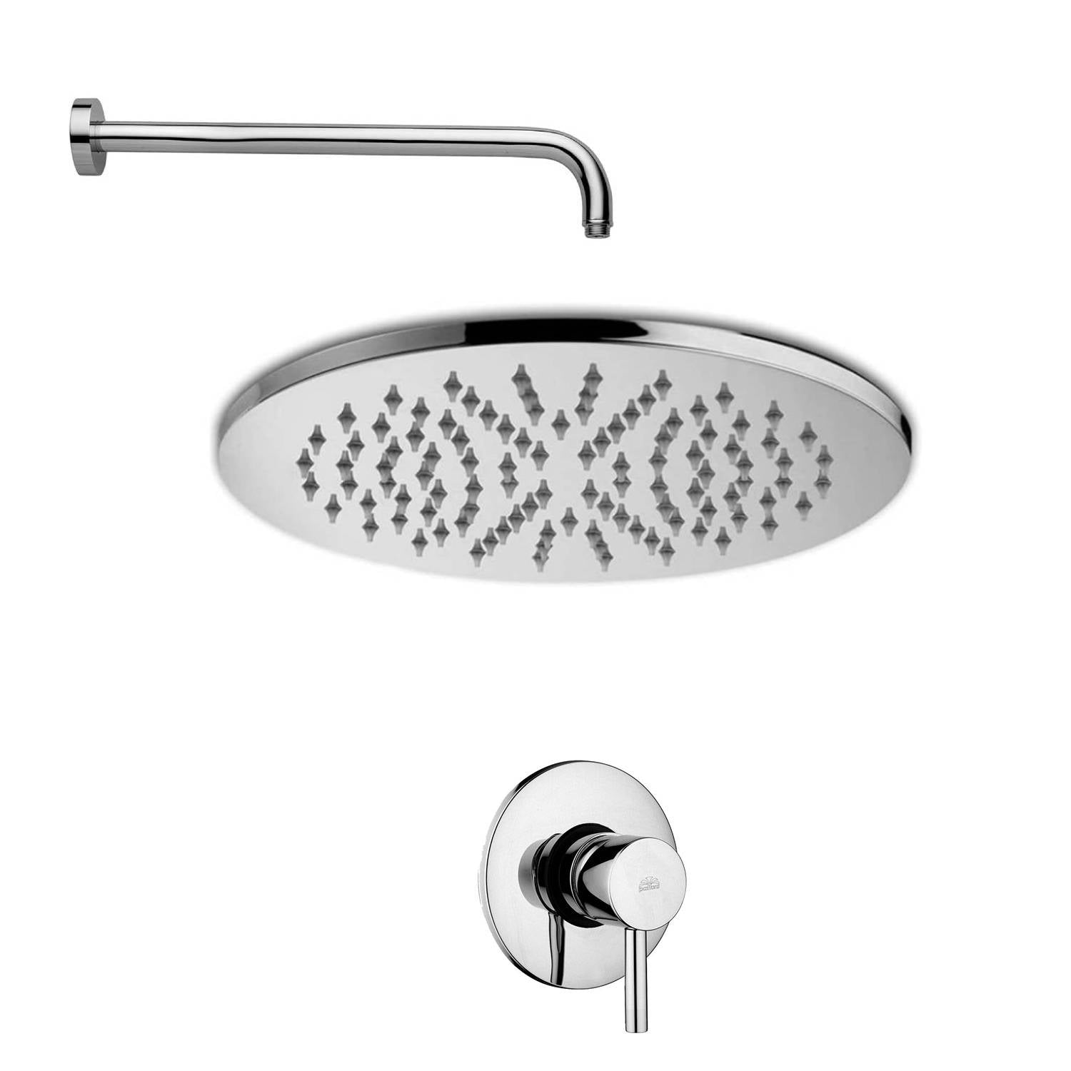 Set Soffione doccia torndo con braccio doccia tondo e miscelatore incasso Light cromo Paffoni