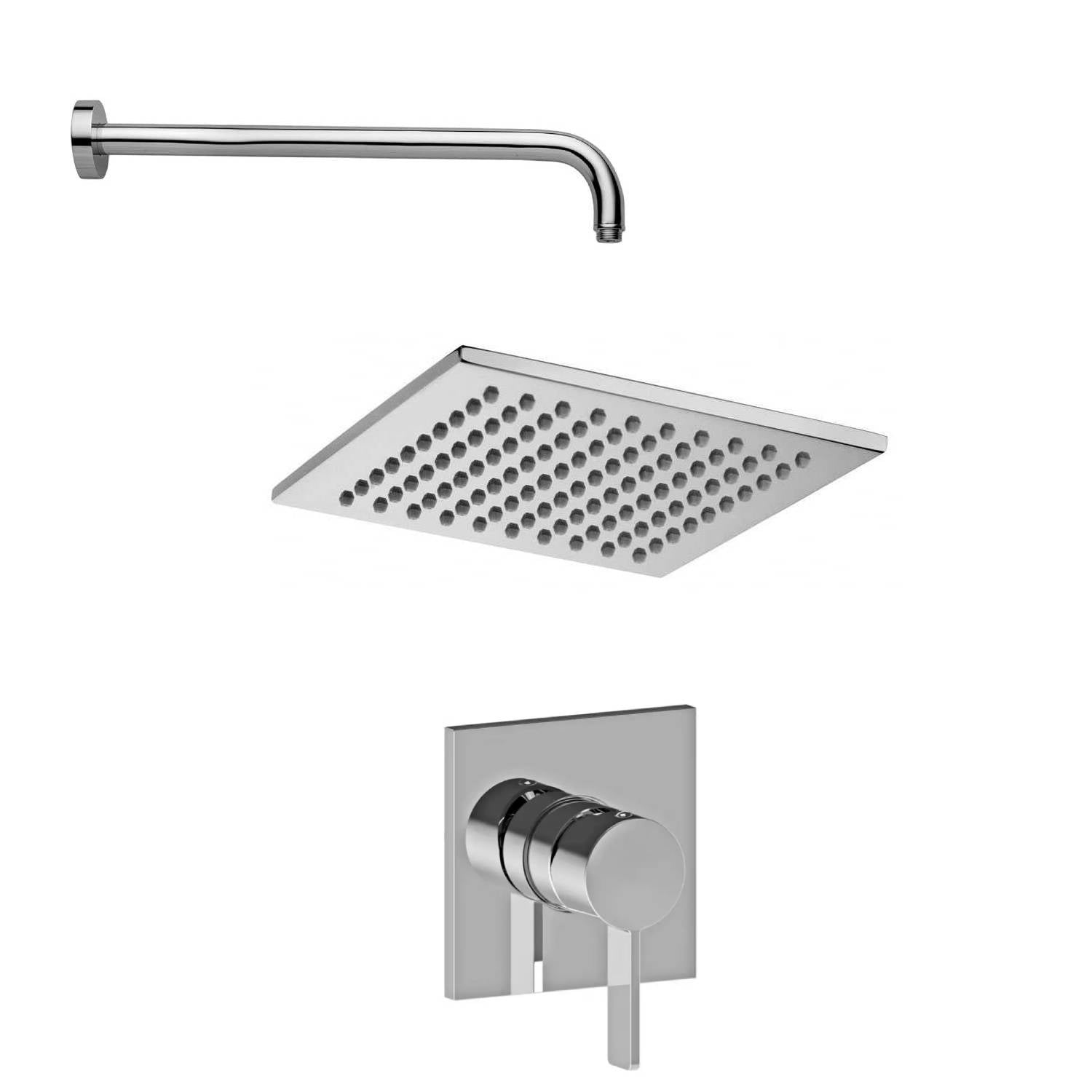 Set soffione doccia anticalcare con braccio doccia tondo e miscelatore incasso doccia Rock Cromo Paffoni