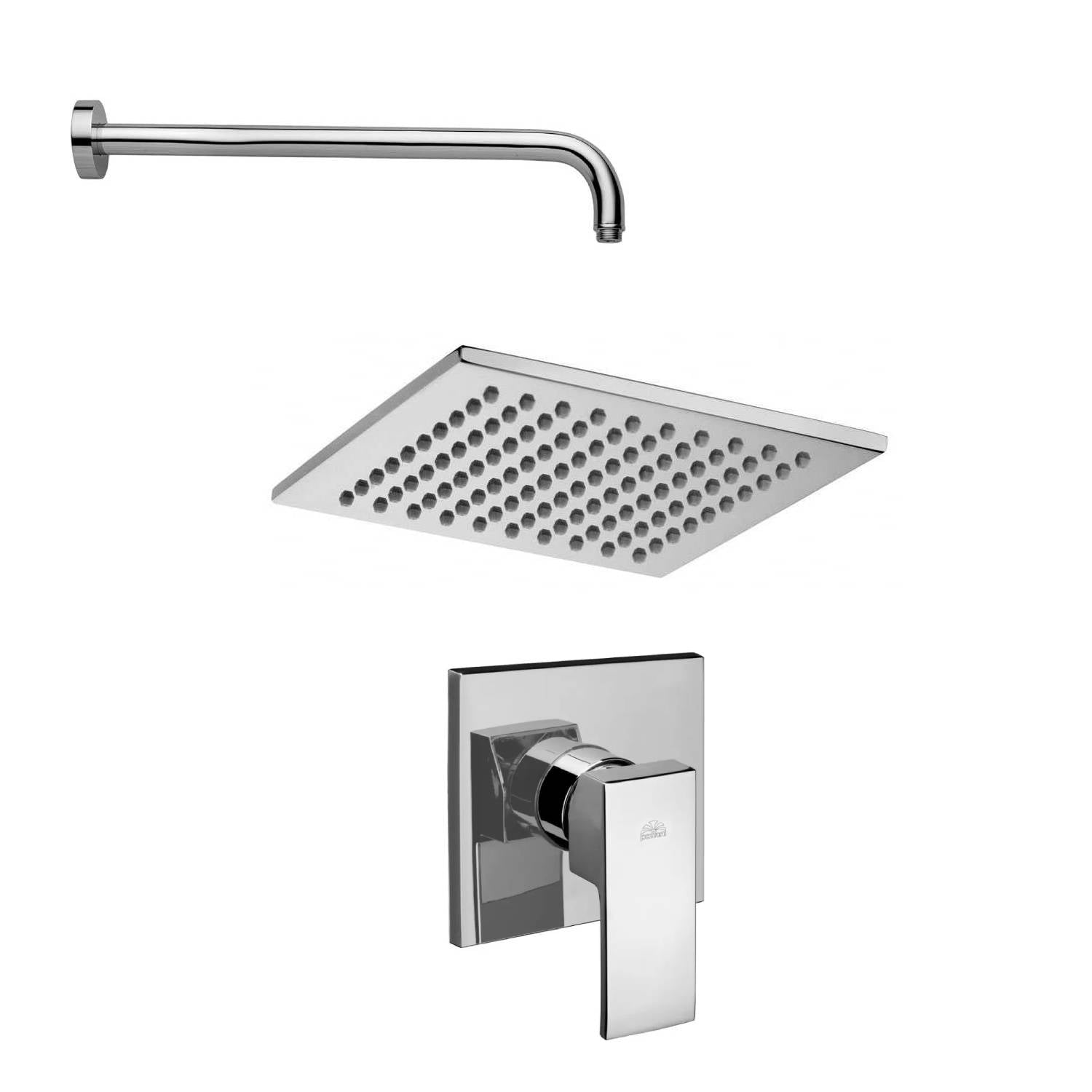 Set soffione doccia anticalcare con braccio tondo e miscelatore incasso Level Cromo Paffoni