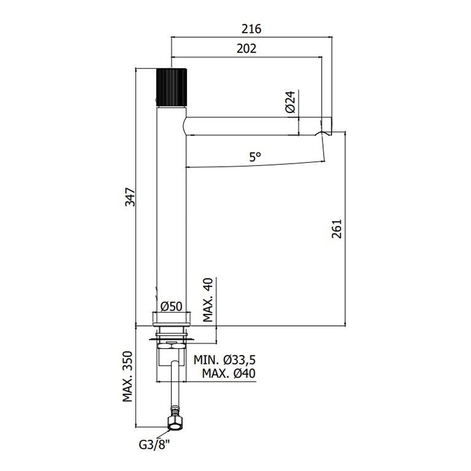 Miscelatore alto lavabo con scarico click clack Paffoni Jo cromato