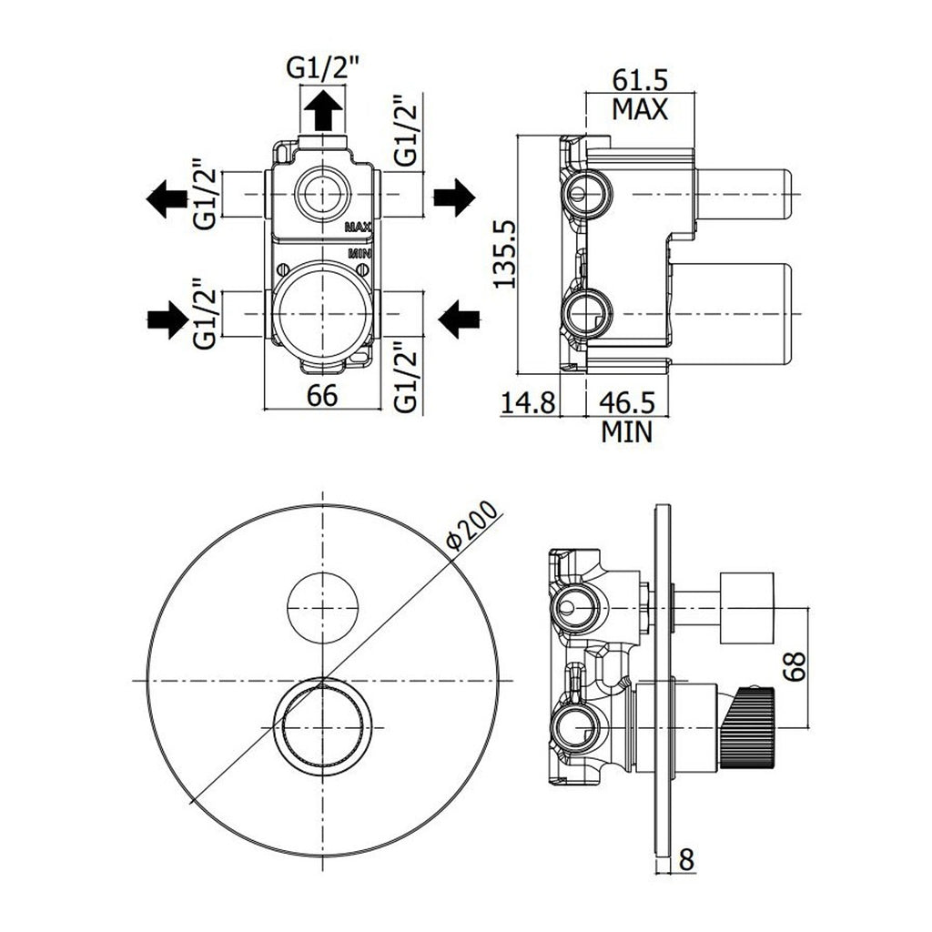 Miscelatore doccia con deviatore meccanico 3 uscite Paffoni Jo cromato