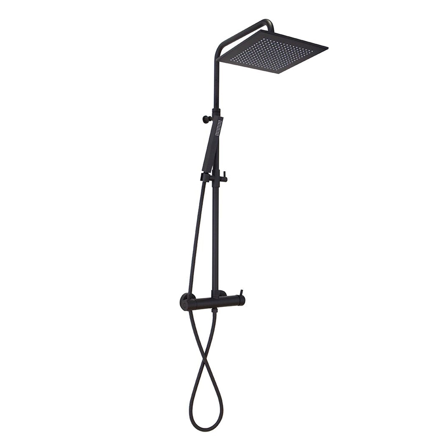 Colonna doccia cromo nero orientabile con soffione quadro