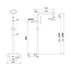 Colonna doccia nichel opaco orientabile con soffione quadro