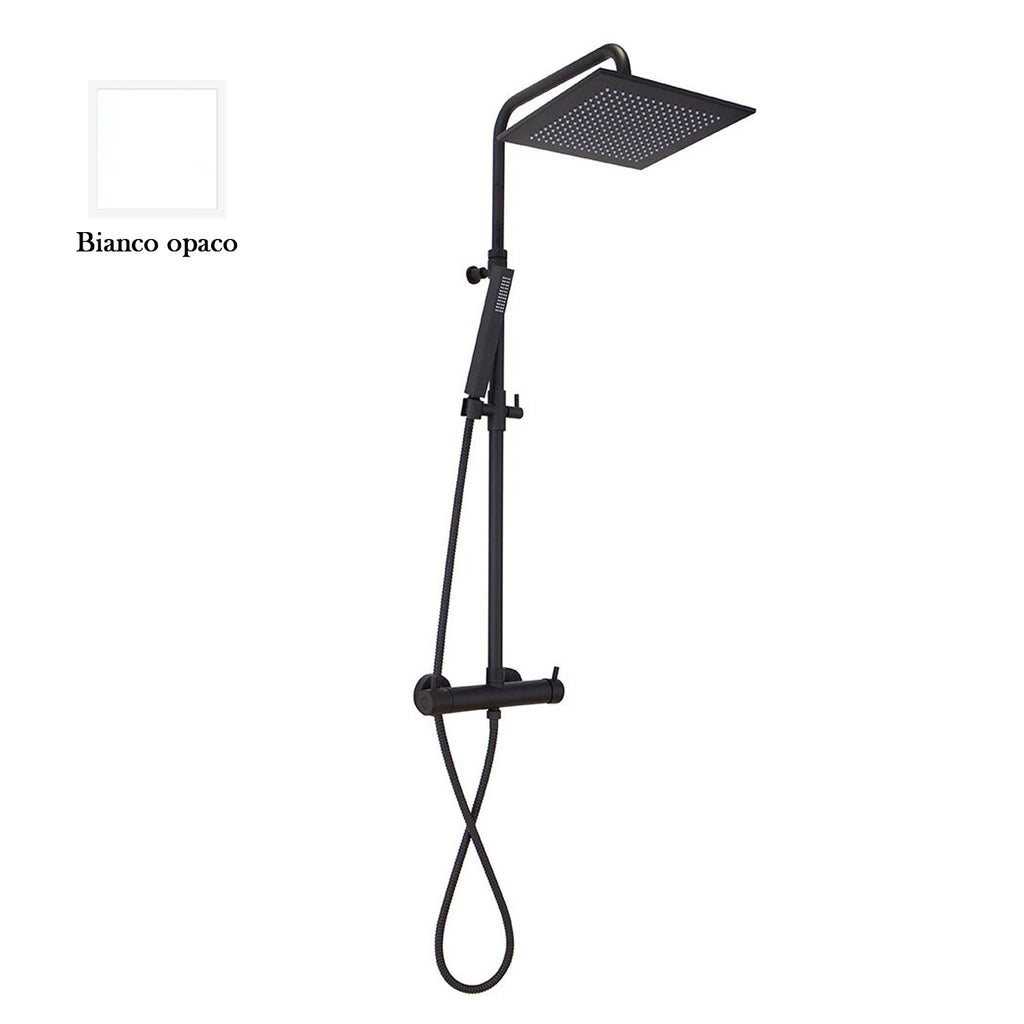 Colonna doccia bianco orientabile con soffione quadro