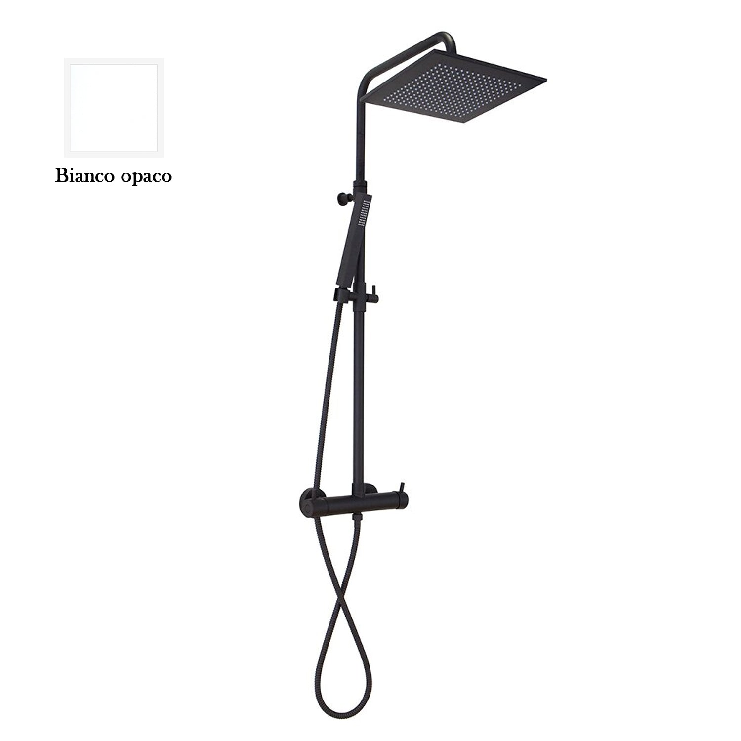 Colonna doccia bianco orientabile con soffione quadro