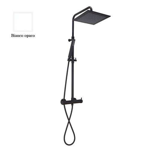 Colonna doccia bianco orientabile con soffione quadro