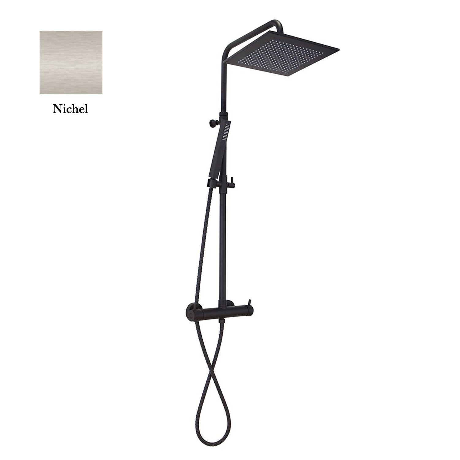 Colonna doccia nichel opaco orientabile con soffione quadro