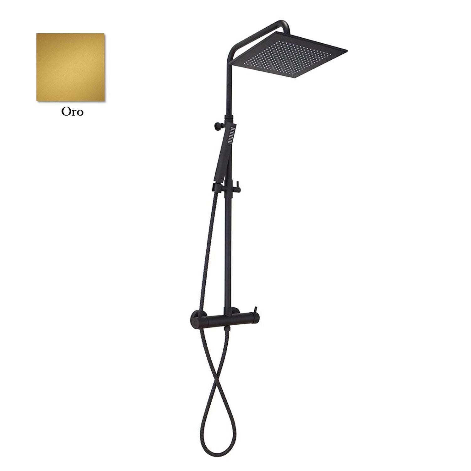 Colonna doccia oro opaco orientabile con soffione quadro