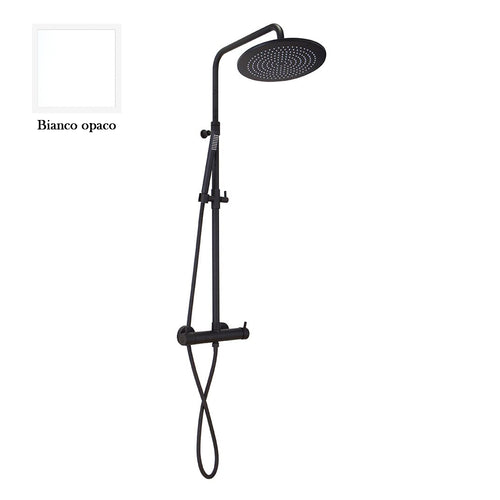 Colonna doccia bianco orientabile con soffione tondo