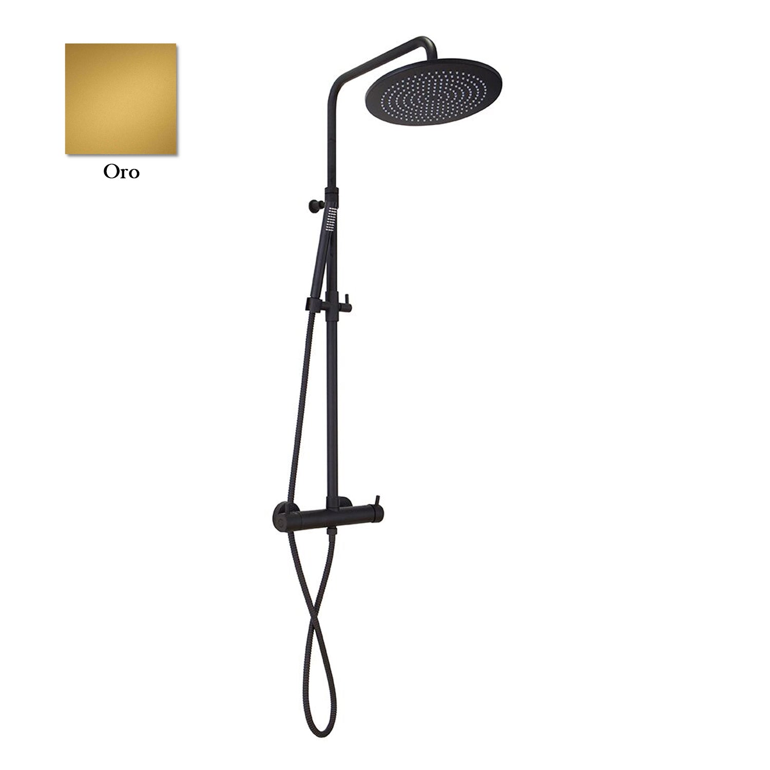 Colonna doccia oro orientabile con soffione tondo