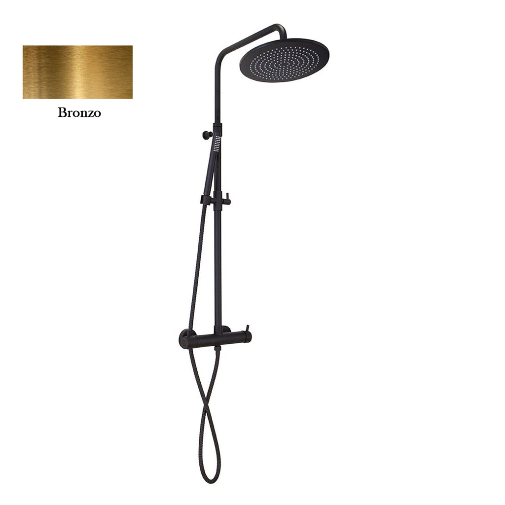 Colonna doccia bronzo orientabile con soffione tondo
