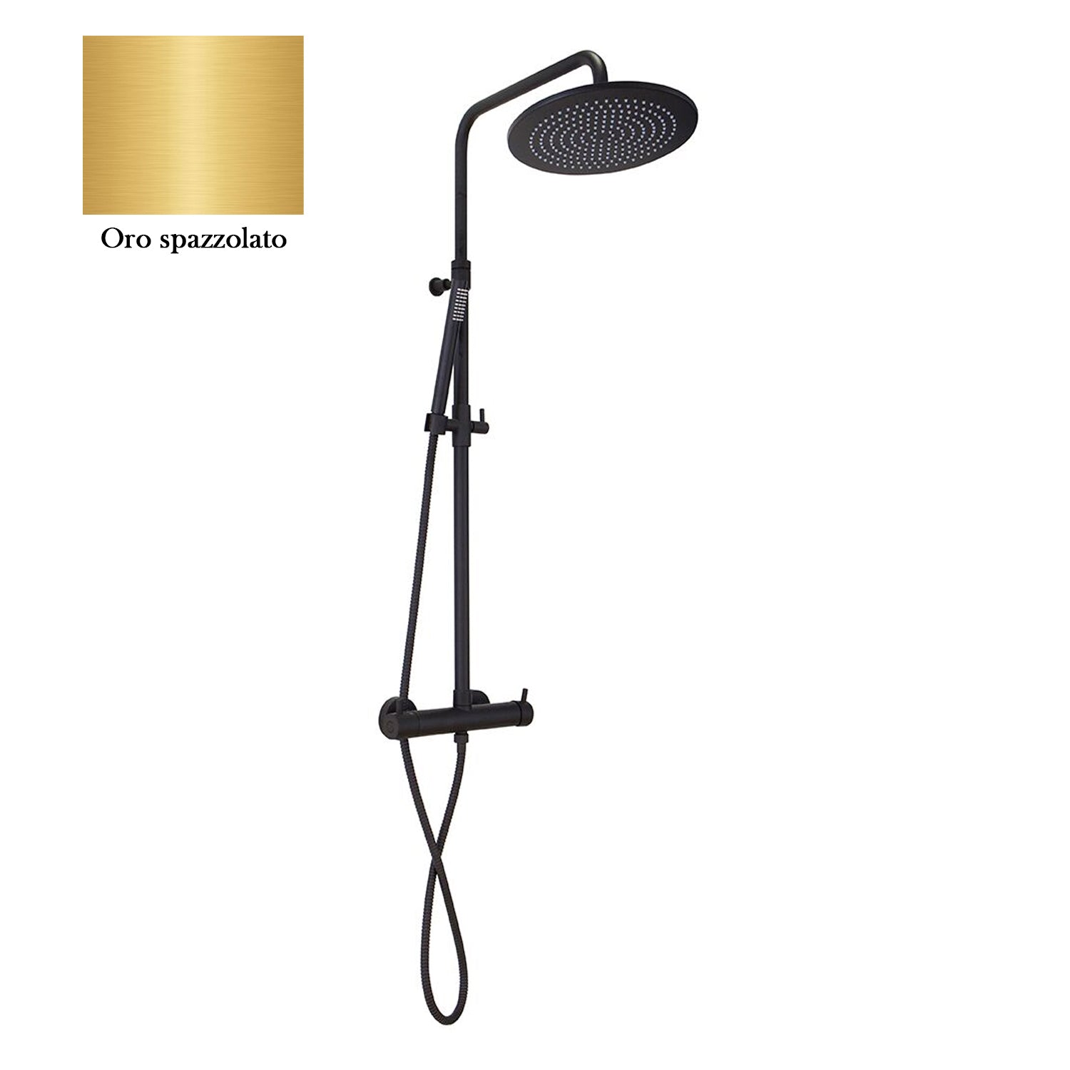 Colonna doccia oro spazzolato orientabile con soffione tondo