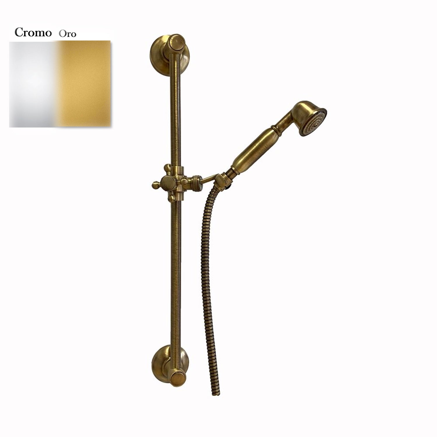 Saliscendi antico cromo e oro 18mm con doccia Violetta con manopola ottone