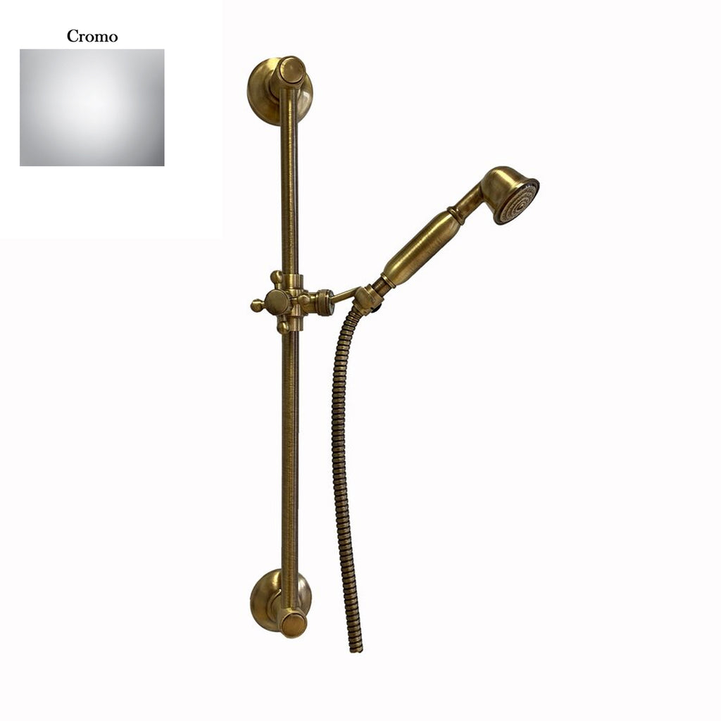 Saliscendi antico cromo 18mm con doccia Violetta con manopola bianca moplen