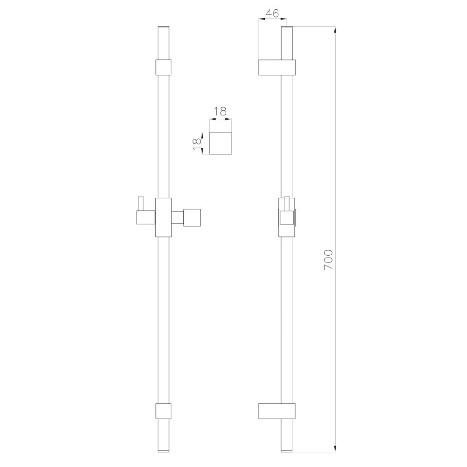 Saliscendi Glamour in ottone 18x18mm con doccia e flessibile