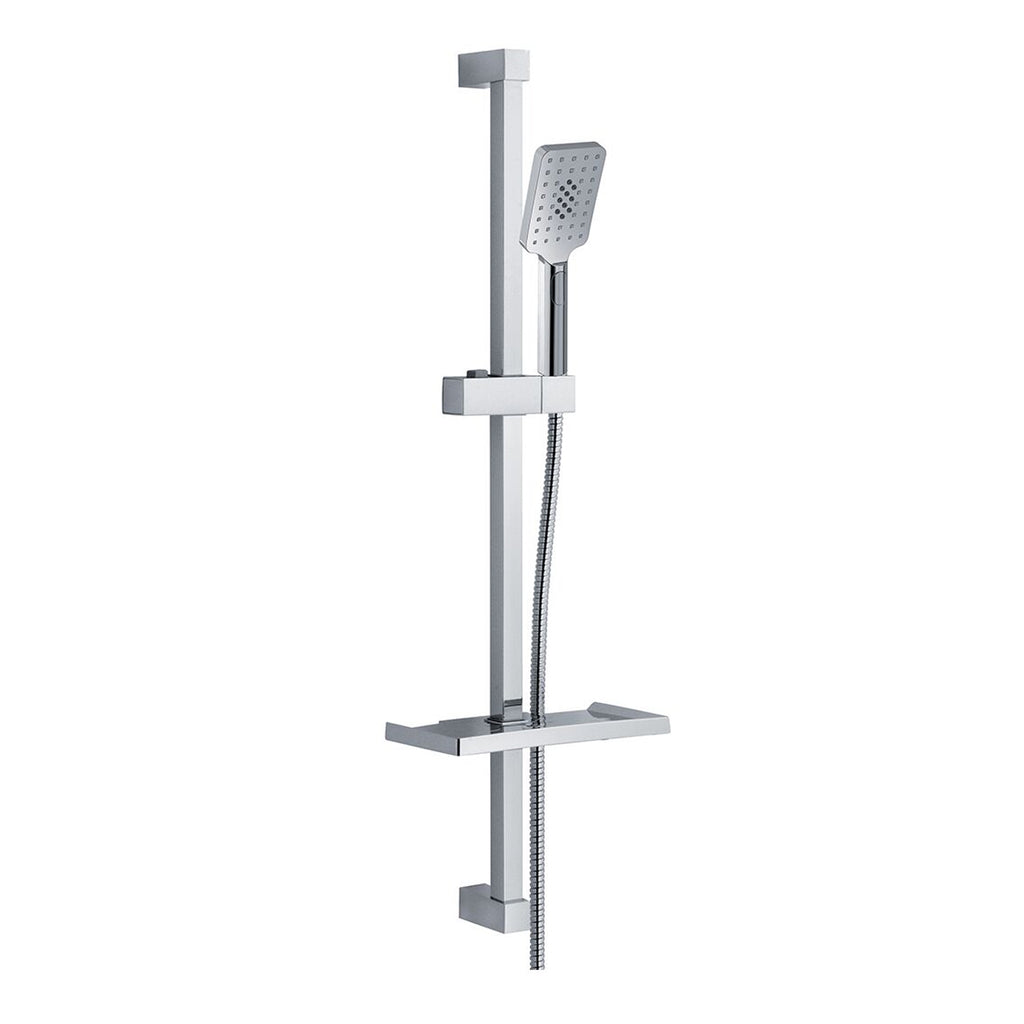 Saliscendi Design in acciaio 22x22mm con portasapone e doccia Turchese