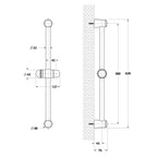 Saliscendi Rillo in acciaio 25mm con doccia Iris 3 e portasapone
