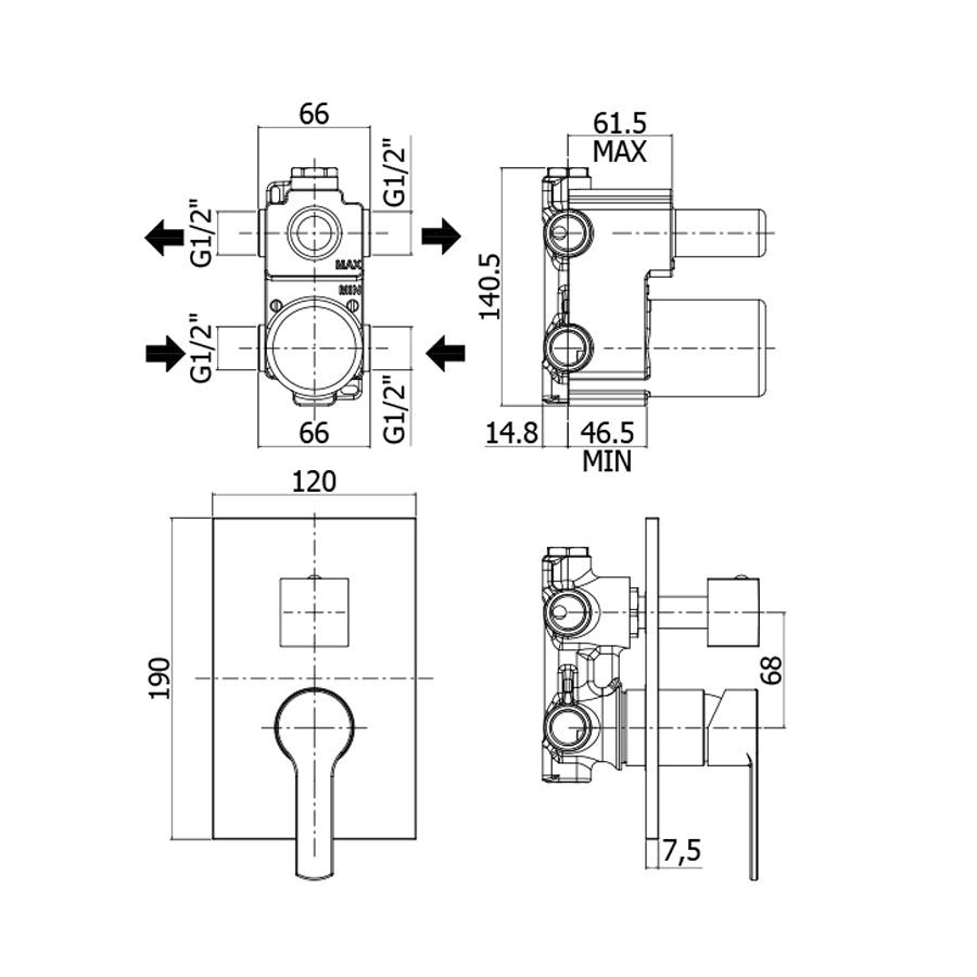 Miscelatore incasso doccia 2 uscite Paffoni Red art. RED018CR