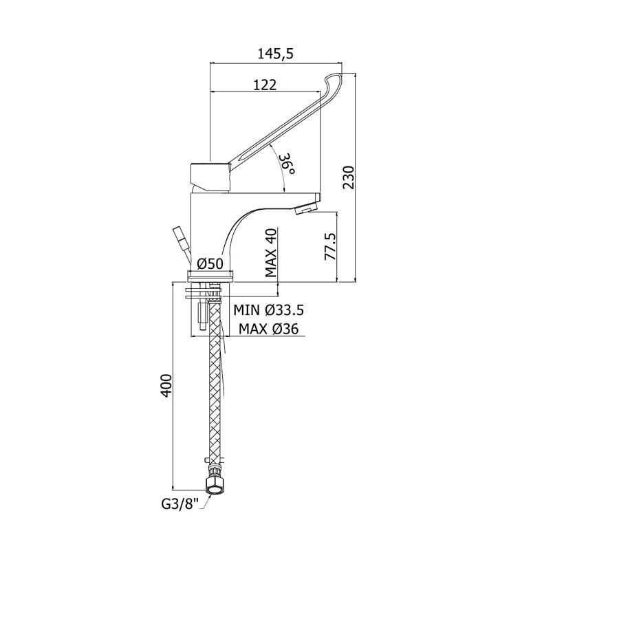 Miscelatore Lavabo con leva clinica Paffoni Red senza scarico