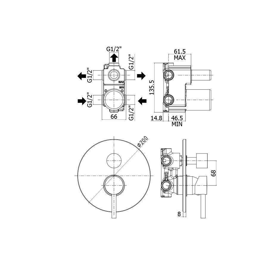 Miscelatore doccia  incasso Paffoni Stick con 3 uscite art. SK019CR