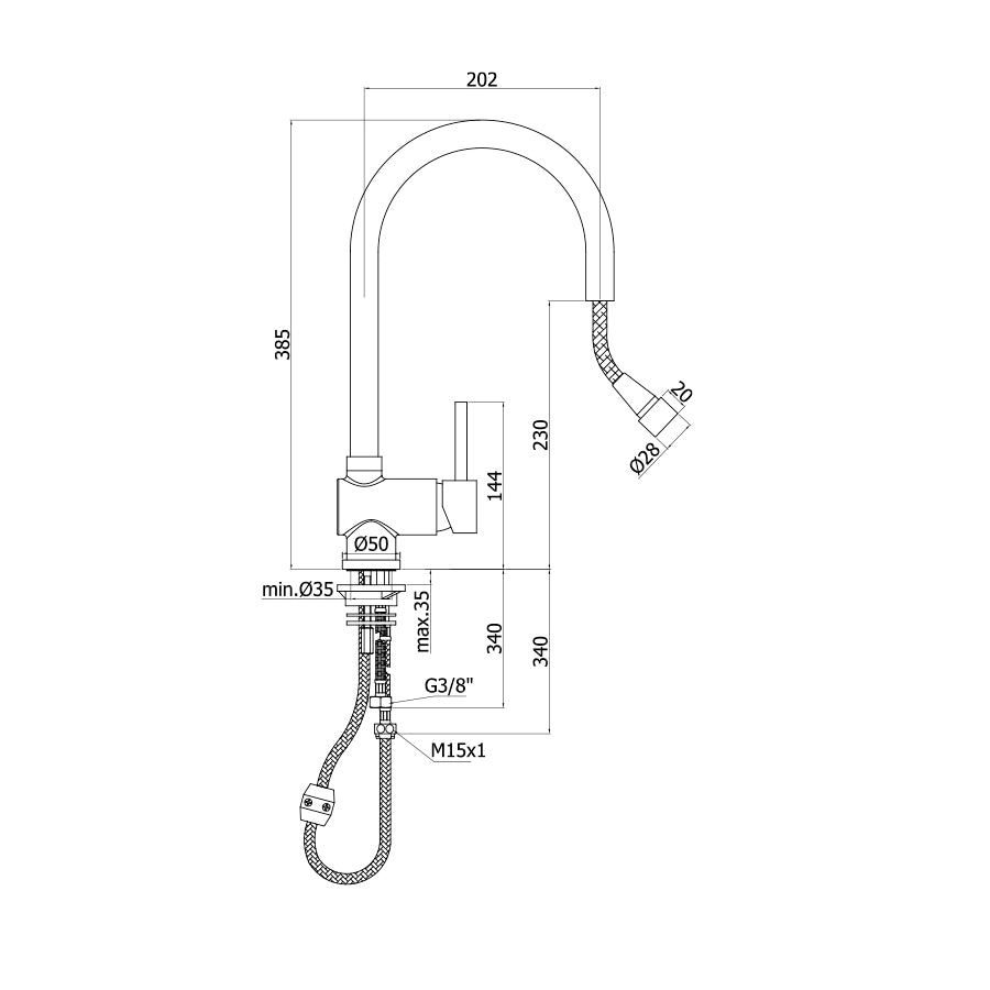 Miscelatore lavello cucina con doccetta estraibile modello SK185CR by Paffoni