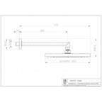 Soffione doccia quadrato Bossini CUBE 26x26 cm completo di braccio