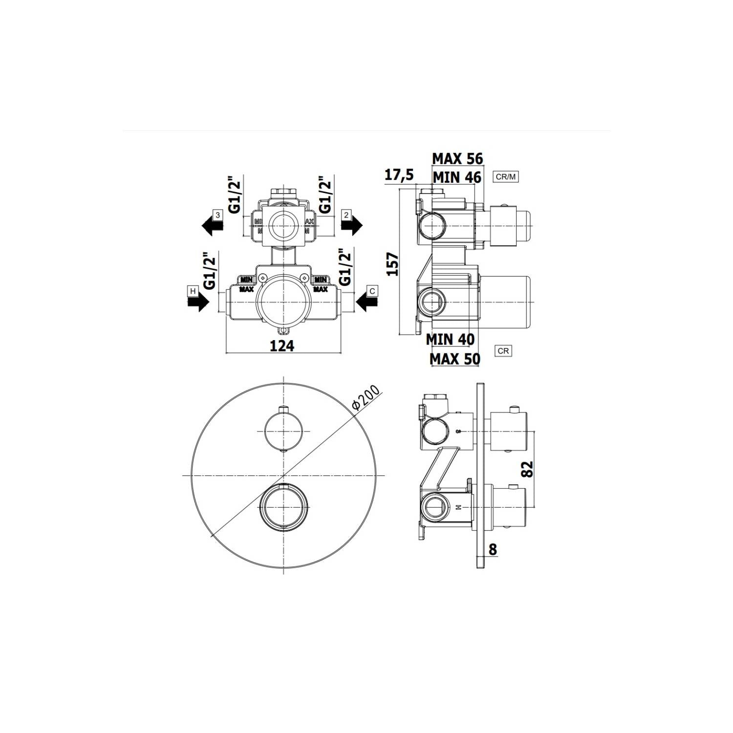 Set soffione doccia tondo con braccio doccia tondo e miscelatore termostatico con set doccia duplex cromo Paffoni