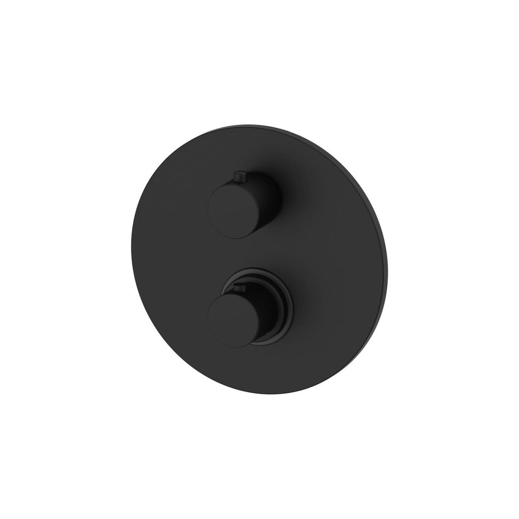 Set Soffione doccia tondo e braccio doccia lusso con miscelatore termostatico e set duplex doccia nero opaco Paffoni