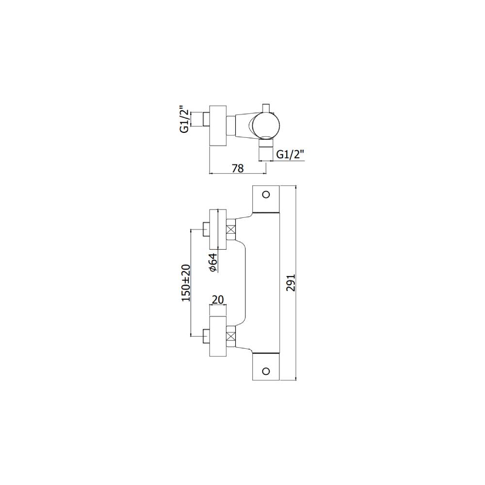 Miscelatore termostatico doccia esterno serie Light modello LIQ168EST steel looking Paffoni