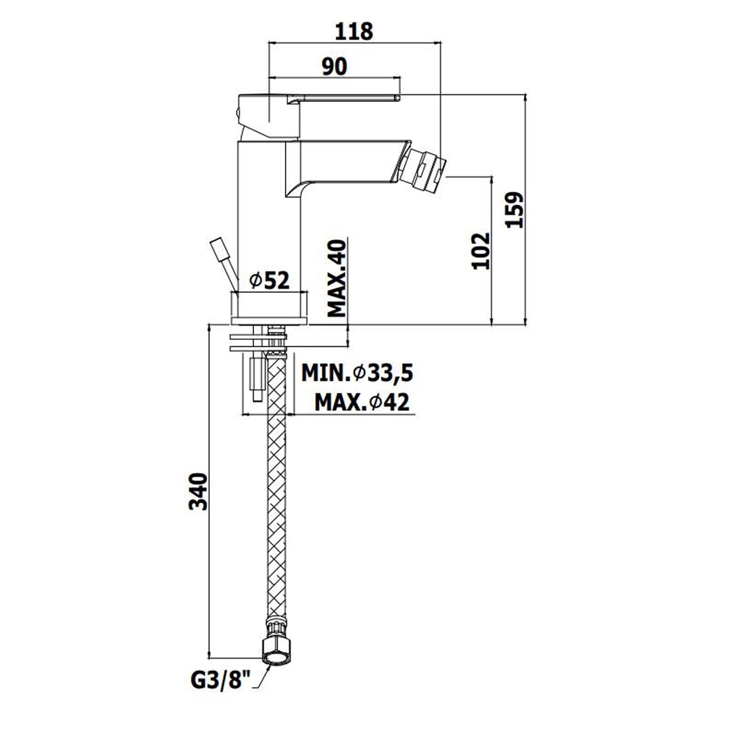 Miscelatore bidet monocomando senza piletta serie Ringo modello RIN131CR cromo Paffoni