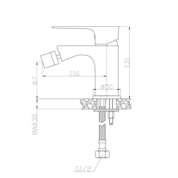 Miscelatore monocomando bidet RubiFlux serie Silvia con scarico clic-clac - Nero Opaco