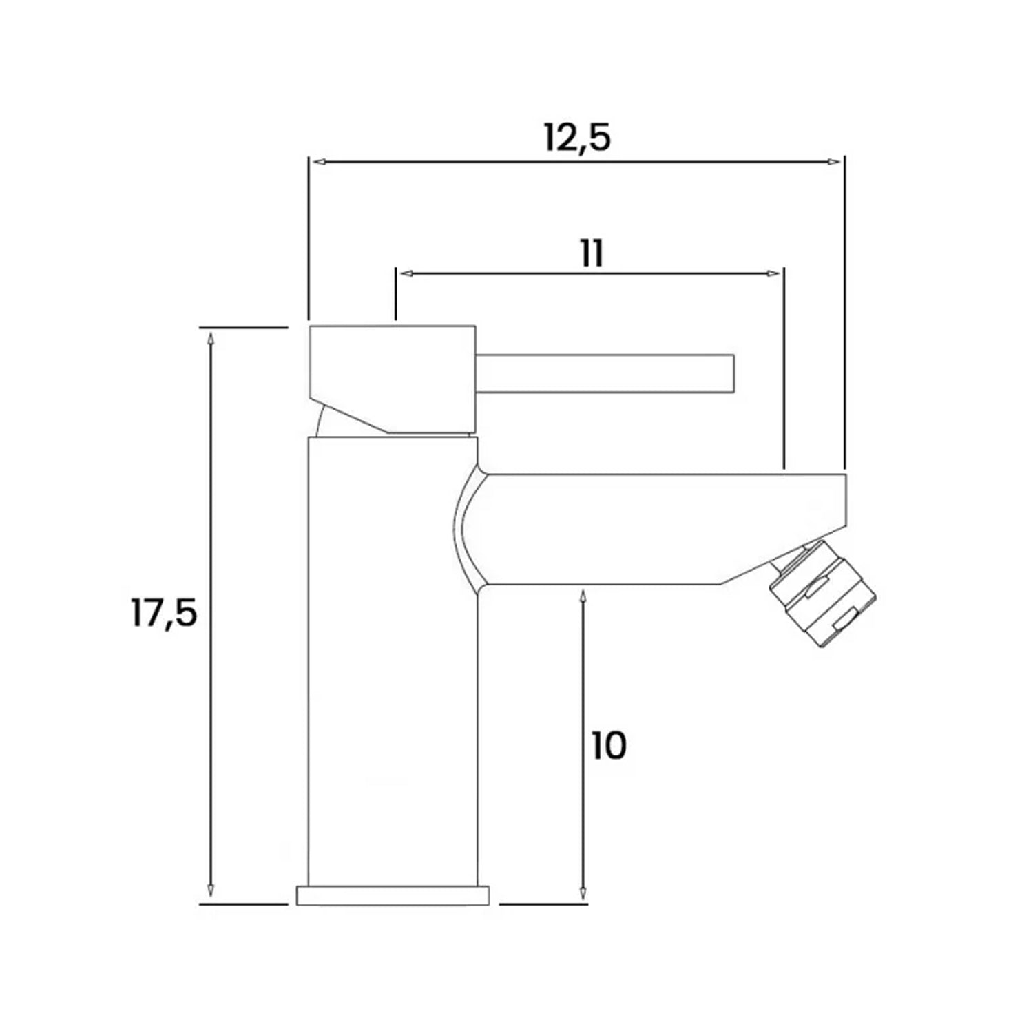Miscelatore monocomando bidet RubiFlux serie Paris Modello Noir in acciaio inox - Nero Opaco
