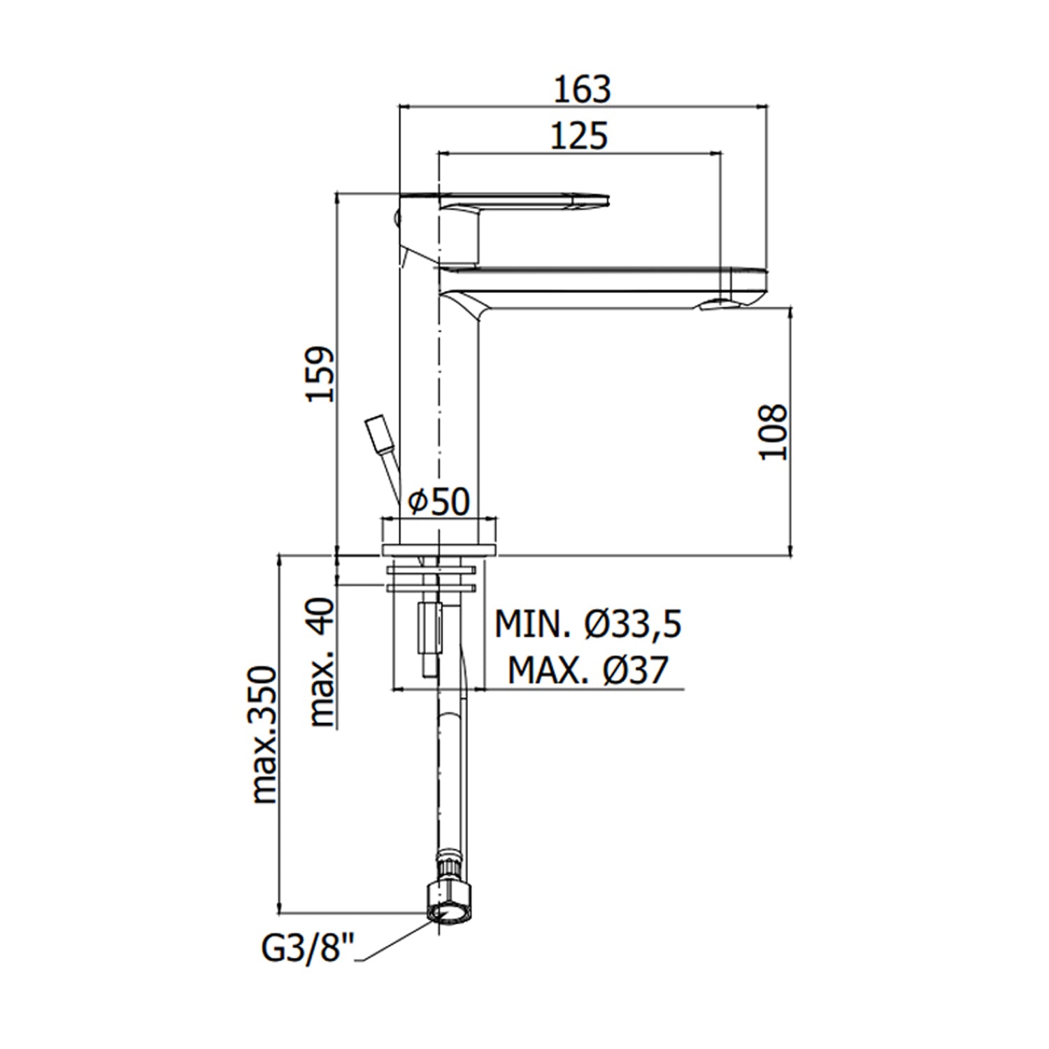 Miscelatore lavabo senza scarico Paffoni Candy ottone cromo lucido