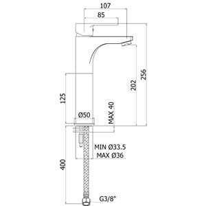 Miscelatore lavabo alto Paffoni Red completo di flessibili
