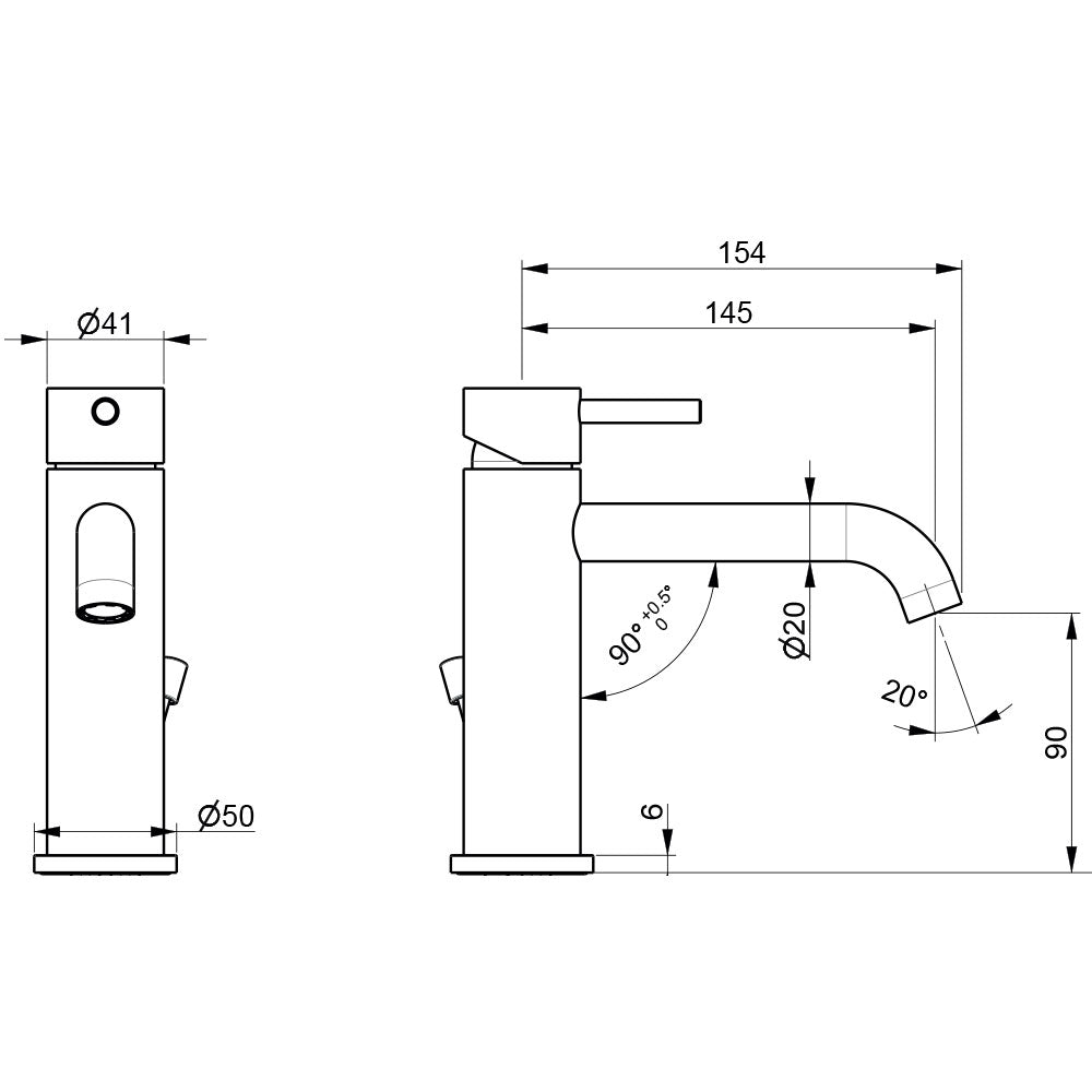 Miscelatore monocomando in acciaio Inox Satinato per lavabo da bagno con scarico collezione Nilo di Tubico