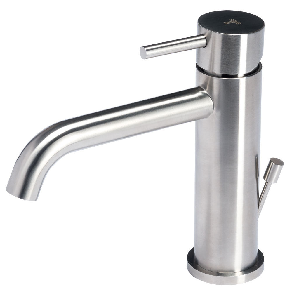 Miscelatore monocomando in acciaio Inox Satinato per lavabo da bagno con scarico collezione Nilo di Tubico