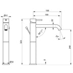 Miscelatore monocomando per lavabo Alto da bagno in acciaio Inox Satinato con scarico collezione Nilo di Tubico