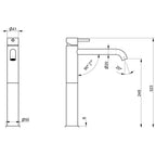 Miscelatore monocomando per lavabo Alto da bagno in acciaio Inox Satinato senza scarico collezione Nilo di Tubico