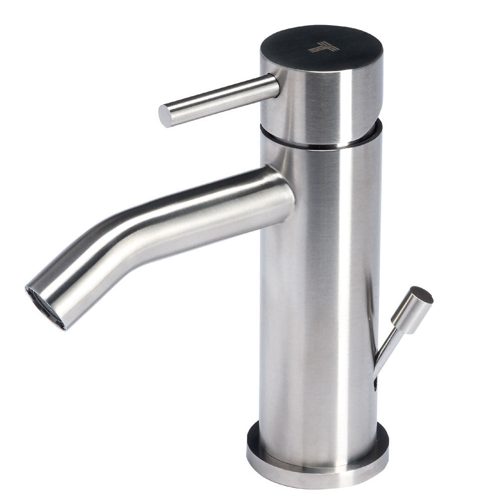 Miscelatore monocomando in acciaio Inox Satinato per bidet da bagno con scarico collezione Nilo di Tubico