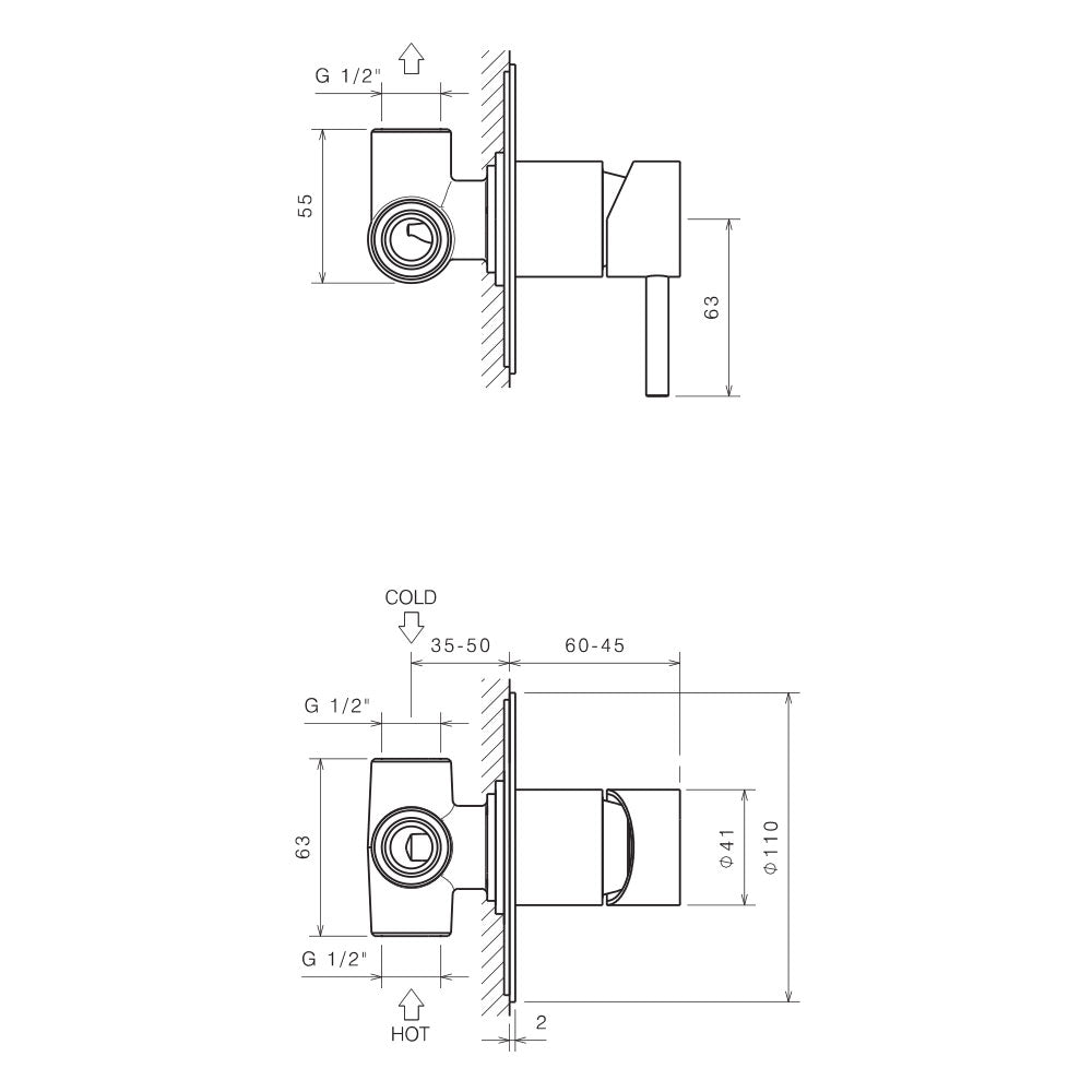 Miscelatore monocomando doccia incasso in acciaio Inox Satinato collezione Nilo di Tubico