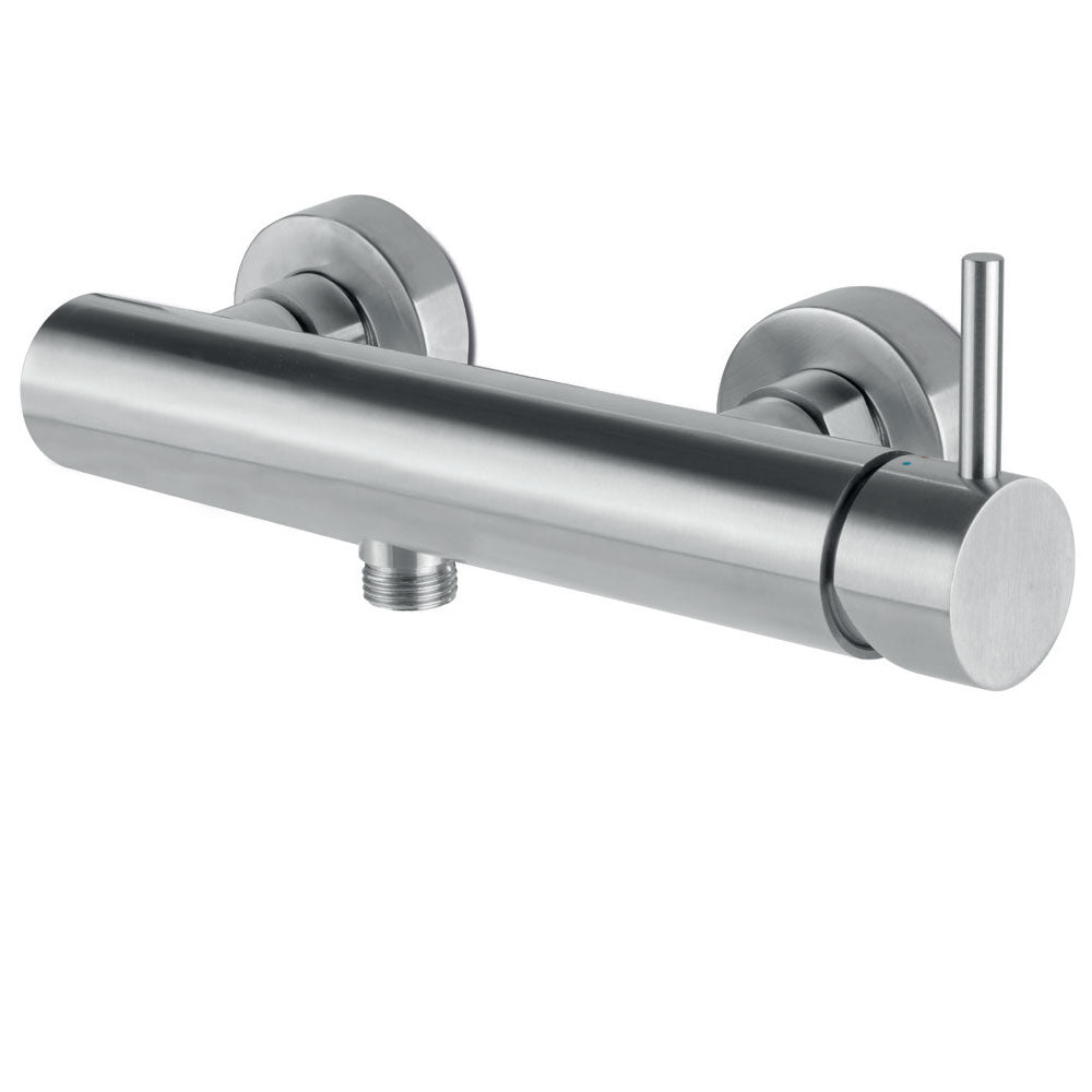 Miscelatore monocomando doccia esterno con attacco saliscendi in acciaio Inox Satinato collezione Nilo di Tubico