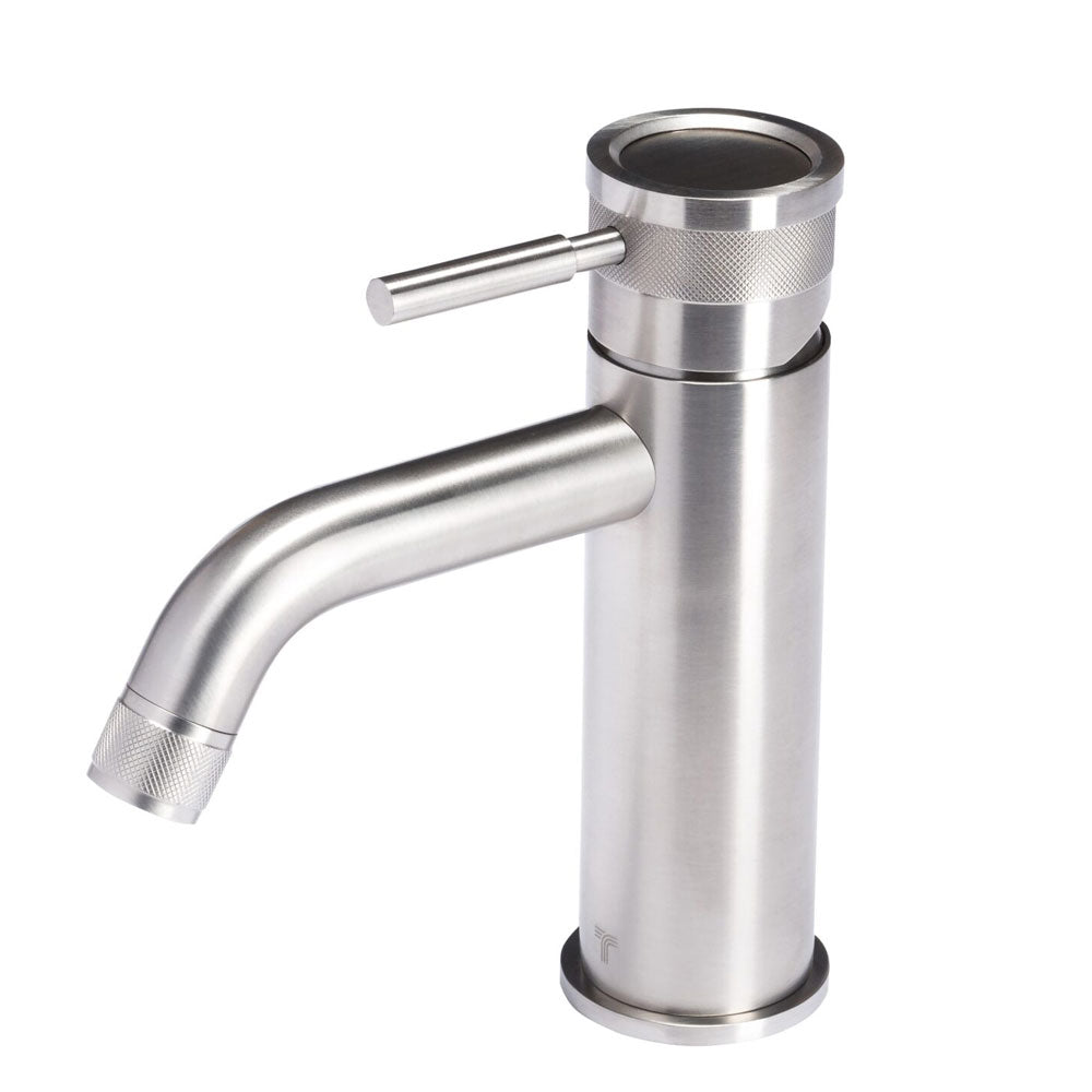 Rubinetto miscelatore Lavabo in acciaio inox 316L Finitura Spazzolata senza scarico e bocca di erogazione con anticalcare
